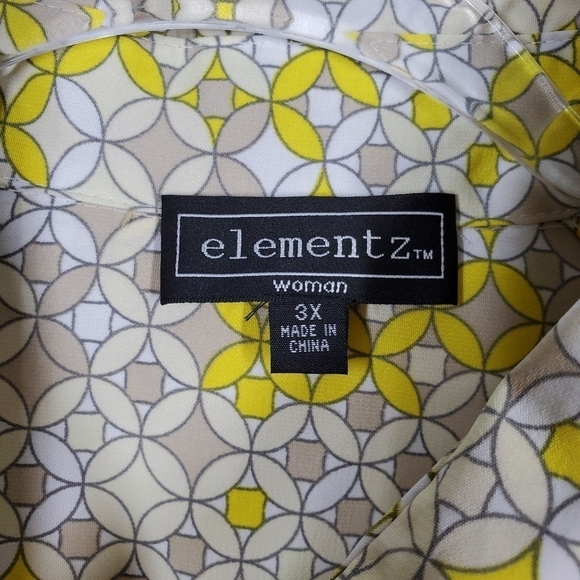 ELEMENTZ GEOMETRIC DESIGN ROLL TAB BLOUSE - Picture 6 of 7